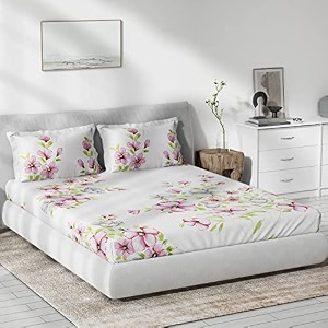 ddecor - viviana 100 cotton double bedsheet with 2 pillow covers pink