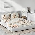 DDECOR - Viviana 100% Cotton Double Bedsheet with 2 Pillow Covers, Beige