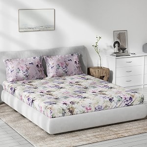 ddecor - elissa 100 cotton double bedsheet with 2 pillow covers purple