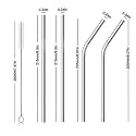 DDecora Reusable BPA-Free Metal, Thick, Long, Dishwasher Safe Stainless Steel Drinking Straws, 8.5 Inches (4 Straight + 1 Brush)