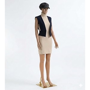 plastic adjustable detachable portable realistic full body adult female dummy mannequin model display - with metal base 6934 standing position with hair wig pack of 1