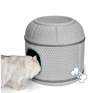 2 way pet house - foldable cat cube cave tent grey