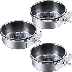 3 pieces 300ml bird feeding dish cups stainless steel parrot feeding cups animal cage water food bowl bird cage cups holder with clamp holder for bird parrot water food dish feeder