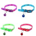 Adjustable Multiple Colors Paw Print Pet Dog Rubber Silicone Cat Collar with Bell Puppy Collar Training Collar -Color May Vary