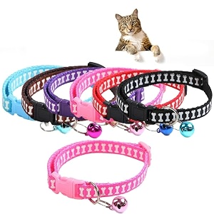 cat collars with bell kitten and small dogs soft adjustable collar safe solid and protection breakaway for cats and puppies cute kitty neckband color may vary