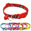 Puppy Cat Collars Soft Nylon Camo Kitten Pet Cat Puppy Collar Adjustable Breakaway Collars with Bell Super Safety Locking Buckle Soft Nylon Collars-Color May Vary