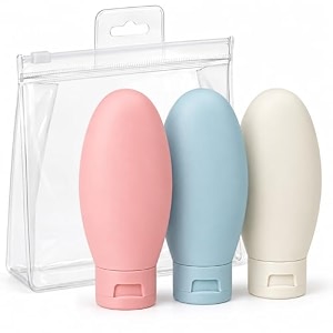 ddup 3 pcs travel bottles set60ml travel bottles amp containerssmall mini empty plastic squeeze bottles for travel toiletriesshampoo and conditioner with storage bagmulticolor