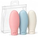 DDUP 3 Pcs Travel Bottles Set,60ML Travel Bottles & Containers,Small Mini Empty Plastic Squeeze Bottles for Travel Toiletries,Shampoo and Conditioner with Storage Bag.(Multicolor)