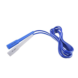 de jure fitness adjustable skipping rope  slim handle 275cm multiple colors blue-grey-blue