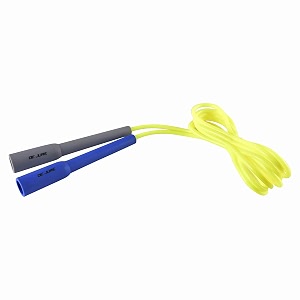 de jure fitness adjustable skipping rope  slim handle 275cm multiple colors blue-grey-yellow
