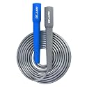 DE JURE FITNESS Adjustable Skipping Rope � Slim Handle, 275cm, Multiple Colors (Grey-Blue)