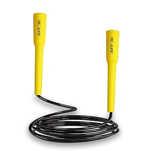 de jure fitness adjustable skipping rope  slim handle 275cm multiple colors black-yelloiw