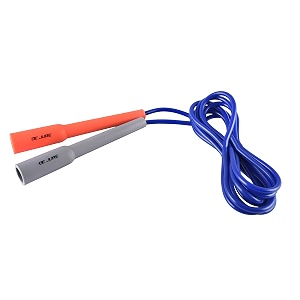 de jure fitness adjustable skipping rope  slim handle 275cm multiple colors orange-grey-blue