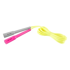 de jure fitness adjustable skipping rope  slim handle 275cm multiple colors pink-grey-yellow