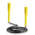 DE JURE FITNESS Adjustable Skipping Rope – Slim Handle, 275cm, Multiple Colors (Black-Yelloiw)