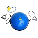 De Jure Fitness Half Balance Ball for Exercise with Resistance Bands and Foot Pump, Inflatable Yoga Bosu Ball for Home Gym Workouts (58 CM)