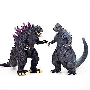 de-lite action figures soft touch vinyl plastic collectible model toys millenniumgodzilla amp heiseigodzilla 2 pieces pack mini small size - 7cm