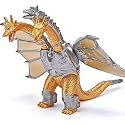 De-Lite™ Action Figures Soft Touch Vinyl Plastic Collectible Model Toys… (Mechanical Ghidorah 3-Headed - Gold/Silver, 15cm)