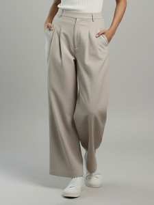 DE TRENDZ Flared Women Beige Trousers