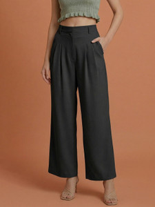 DE TRENDZ Loose Fit Women Black Trousers