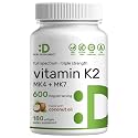 DEAL SUPPLEMENT Vitamin K2 Supplement 600mcg, 180 Coconut Oil Softgels | Full Spectrum High Absorption MK-7 & MK-4 Forms | Bone, Joint, & Immune Support – Non-GMO