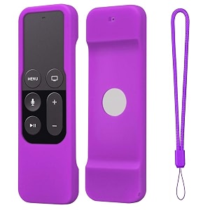 silicone tv remote cover compatible with apple tv 4k  4th gen siri remote skin-friendly washable protective case sleeve purple remote not included
