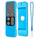 Protective Case for Apple TV 4K / 4th Gen Siri Remote Skin-Friendly Shock Proof Anti-Slip Washable Protective Cover Sleeve with Anti-Lost Remote Loop (Blue)