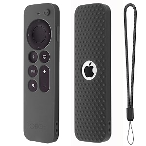protective full wrap silicone case compatible with new siri apple tv 4k 2nd generation remote skin-friendly shock proof anti-slip washable protective cover sleeve c-dark grey