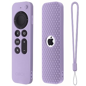 protective full wrap silicone case compatible with new siri apple tv 4k 2nd generation remote skin-friendly shock proof anti-slip washable protective cover sleeve c-lavender purple