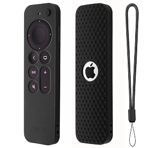 silicone tv remote cover compatible with new siri apple tv 4k 2nd generation remote protective case with loop c-black remote not included