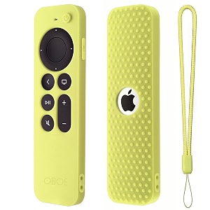 protective full wrap silicone case compatible with new siri apple tv 4k 2nd generation remote skin-friendly shock proof anti-slip washable protective cover sleeve c-glow in dark green