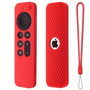 protective full wrap silicone case compatible with new siri apple tv 4k 2nd generation remote skin-friendly shock proof anti-slip washable protective cover sleeve c-red