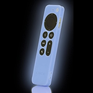 protective full wrap silicone case compatible with new siri apple tv 4k 2nd generation remote skin-friendly shock proof anti-slip washable protective cover sleeve c-glow in dark blue
