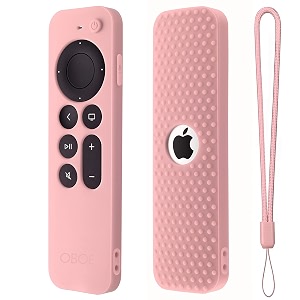 protective full wrap silicone case compatible with new siri apple tv 4k 2nd generation remote skin-friendly shock proof anti-slip washable protective cover sleeve c-pink