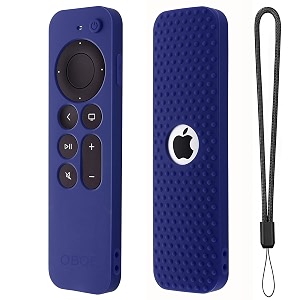 protective full wrap silicone case compatible with new siri apple tv 4k 2nd generation remote skin-friendly shock proof anti-slip washable protective cover sleeve c-dark blue