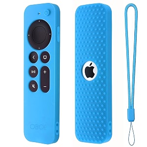 protective full wrap silicone case compatible with new siri apple tv 4k 2nd generation remote skin-friendly shock proof anti-slip washable protective cover sleeve c-sky blue