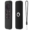 Silicone TV Remote Cover Compatible with New Siri Apple TV 4k 2nd Generation Remote Protective Case with Loop (C-Black) [Remote NOT Included]