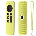 Protective Full Wrap Silicone Case Compatible with New Siri Apple TV 4k 2nd Generation Remote Skin-Friendly Shock Proof Anti-Slip Washable Protective Cover Sleeve (C-Glow in Dark Green)