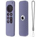 Protective Full Wrap Silicone Case Compatible with New Siri Apple TV 4k 2nd Generation Remote Skin-Friendly Shock Proof Anti-Slip Washable Cover Sleeve (C-Lavender Grey)