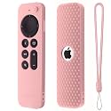 Protective Full Wrap Silicone Case Compatible with New Siri Apple TV 4k 2nd Generation Remote Skin-Friendly Shock Proof Anti-Slip Washable Protective Cover Sleeve (C-Pink)