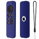 Protective Full Wrap Silicone Case Compatible with New Siri Apple TV 4k 2nd Generation Remote Skin-Friendly Shock Proof Anti-Slip Washable Protective Cover Sleeve (C-Dark Blue)