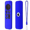 Protective Full Wrap Silicone Case Compatible with New Siri Apple TV 4k 2nd Generation Remote Skin-Friendly Shock Proof Anti-Slip Washable Protective Cover Sleeve (C-Blue)