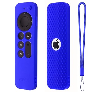 protective silicone case compatible with new siri apple tv 4k 2nd generation remote skin-friendly shock proof anti-slip washable protective cover sleeve blue