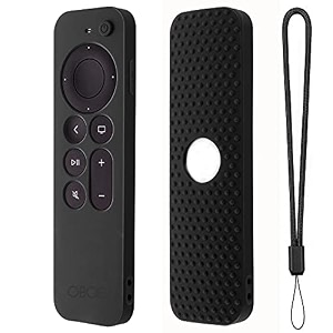 dealfreez protective silicone case compatible with new siri apple tv 4k 2nd generation remote skin-friendly shock proof anti-slip washable protective cover sleeve black