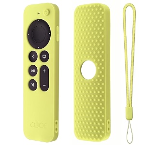 protective silicone case compatible with new siri apple tv 4k 2nd generation remote skin-friendly shock proof anti-slip washable protective cover sleeve glow in dark green