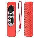 Protective Silicone Case Compatible with New Siri Apple TV 4k 2nd Generation Remote Skin-Friendly Shock Proof Anti-Slip Washable Protective Cover Sleeve (Red)