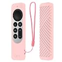 Protective Silicone Case Compatible with New Siri Apple TV 4k 2nd Generation Remote Skin-Friendly Shock Proof Anti-Slip Washable Protective Cover Sleeve (Pink)