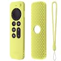 Protective Silicone Case Compatible with New Siri Apple TV 4k 2nd Generation Remote Skin-Friendly Shock Proof Anti-Slip Washable Protective Cover Sleeve (Glow in Dark Green)