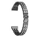 38/40 MM Diamond Bling Metal Band Stainless Steel Replaceable Strap Bracelet Compatible with Apple Watch iWatch Series SE/6/5/4/3/2/1 (Black)