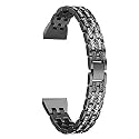 42/44 MM Diamond Bling Metal Band Stainless Steel Replaceable Strap Bracelet Compatible with Apple Watch iWatch Series SE/6/5/4/3/2/1 (Black)